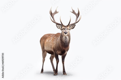 Fototapeta Naklejka Na Ścianę i Meble -  The King of the Forest: A Stunning Image of a Stag with Antlers,deer isolated on white