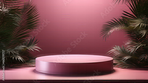 Pink Podium With pink Background for product presentation.