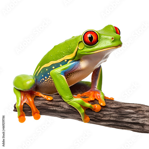 Rare green frog in tropical forest on transparent background PNG