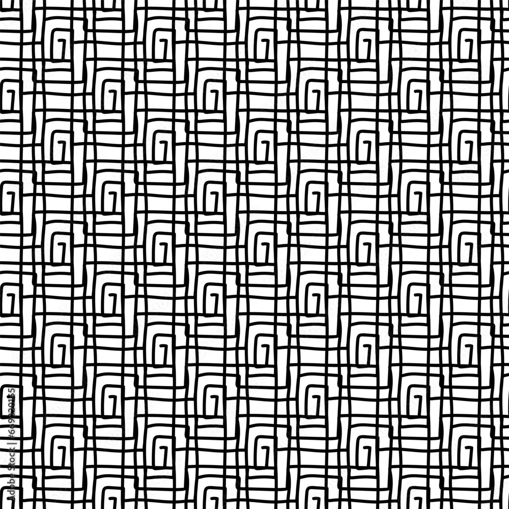 Vector seamless hand-drawn pattern of arbitrary lines of the square. Stock illustration for backgrounds, textiles and packaging. Vector seamless hand-drawn pattern of arbitrary lines of the square. Stock illustration for backgrounds, textiles and packaging.