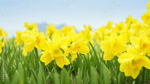 yellow daffodils on a blue background
