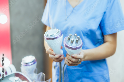 cosmetologist's tool in the hands of a doctor