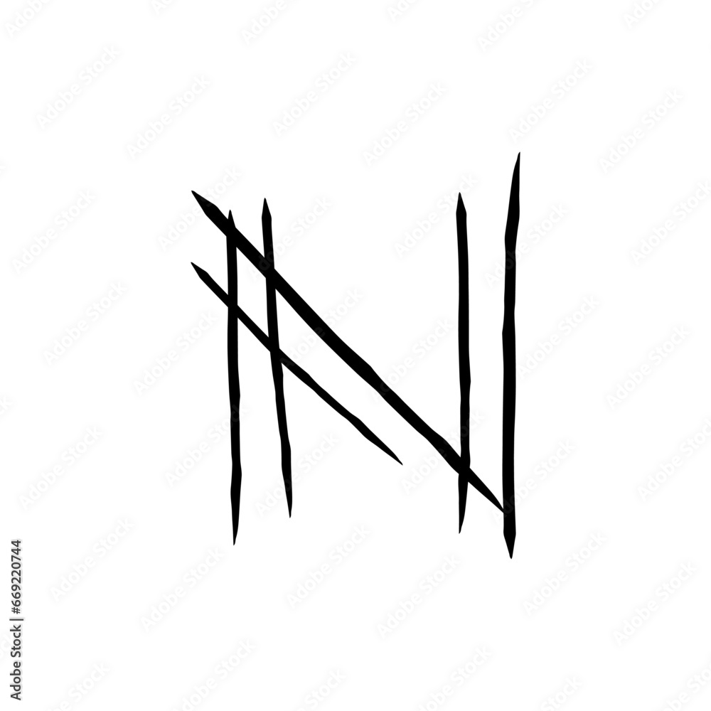 Hand drawn n letter font style for decorative, poster, logo. Hand drawn n letter font style for decorative, poster, logo.