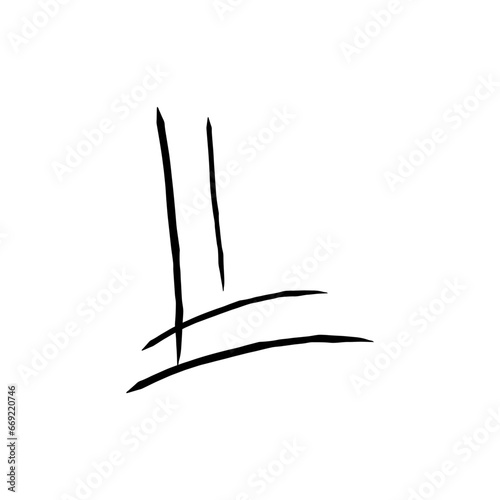 Hand drawn l letter font style for decorative, poster, logo.