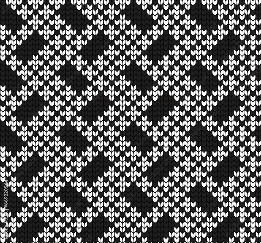 Knitted texture seamless pattern. Vector seamless background for banner, website, postcard, wallpaper, clothing and design. Festive Sweater Design. Seamless Knitted Pattern.