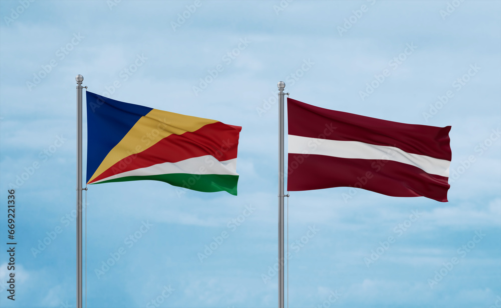 Latvia and Seychelles flags, country relationship concept Latvia and Seychelles flags, country relationship concept