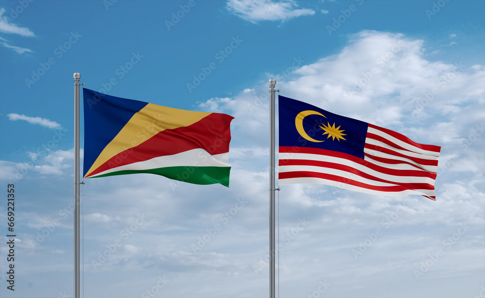 Malaysia and Seychelles flags, country relationship concept Malaysia and Seychelles flags, country relationship concept