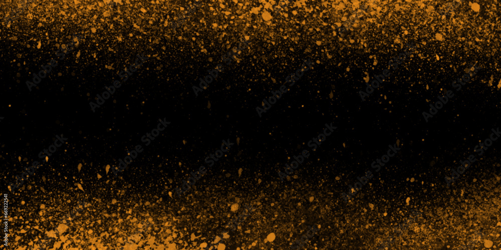 Abstract shiny golden glitter is falling randomly on black background perfect for design, presentation, holiday, weeding card and decoration related works. Abstract shiny golden glitter is falling randomly on black background perfect for design, presentation, holiday, weeding card and decoration related works.