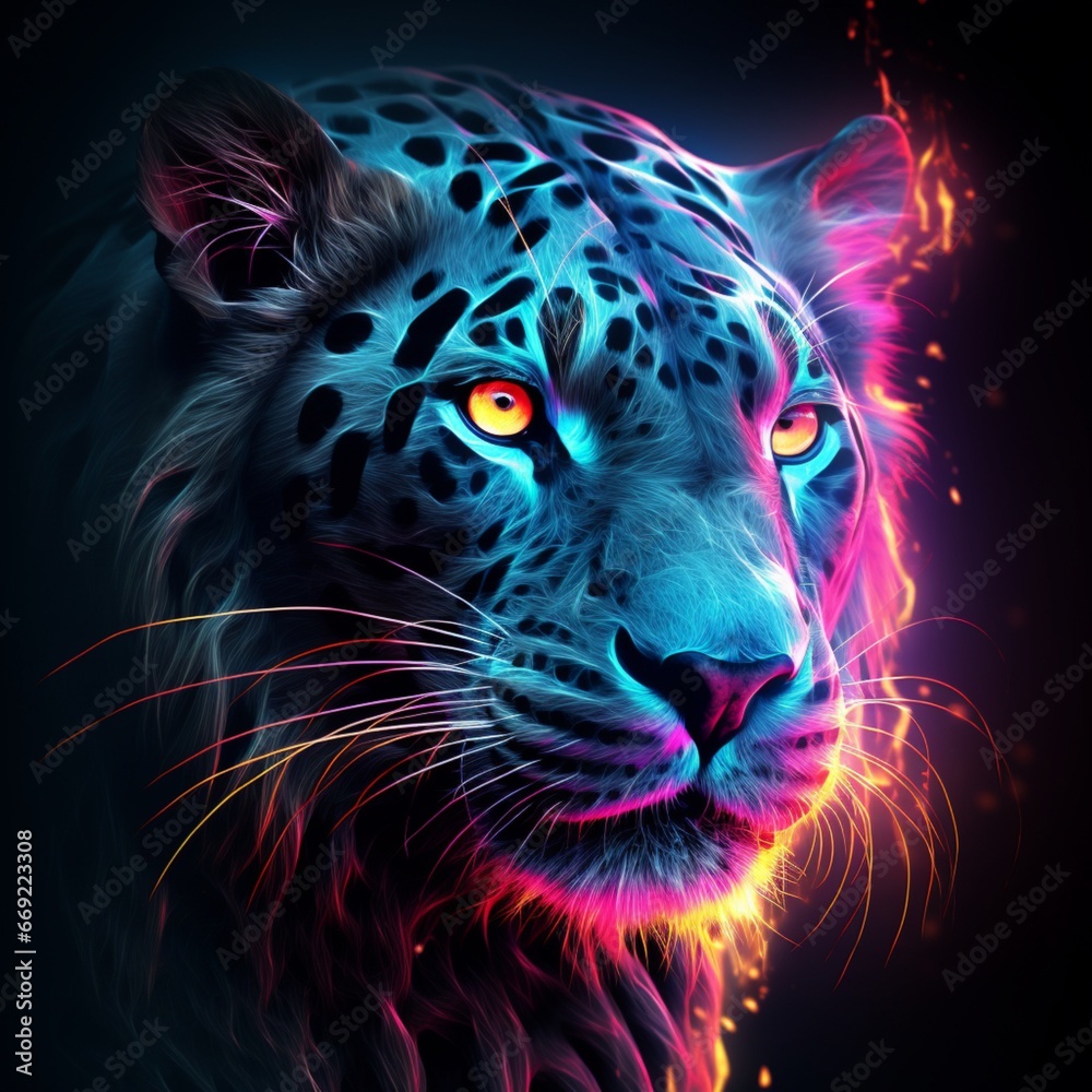 Beautiful animal electric neon colors dazzling Ai generated art