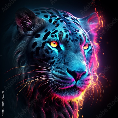 Beautiful animal electric neon colors dazzling Ai generated art