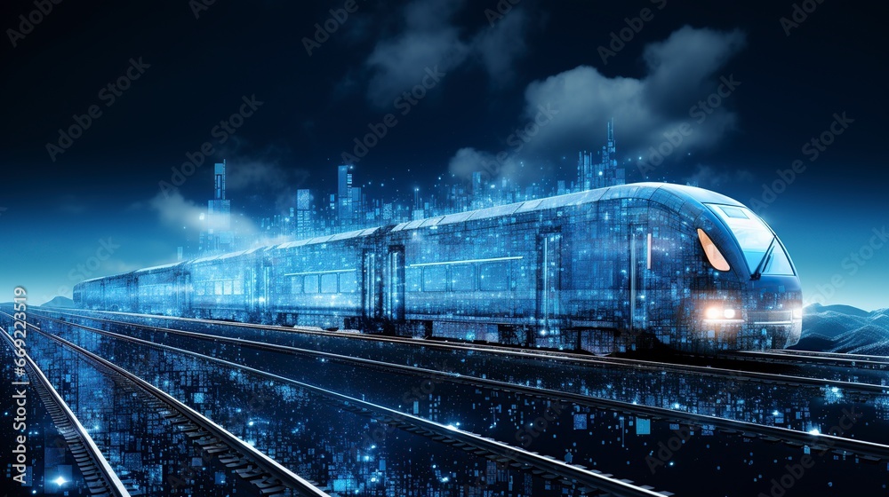 transparent train and railway tracks