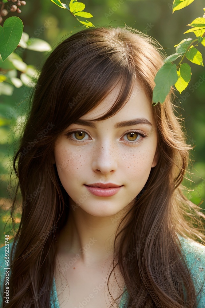 Beautiful Girl in Magical Spring Garden Beautiful Girl in Magical Spring Garden