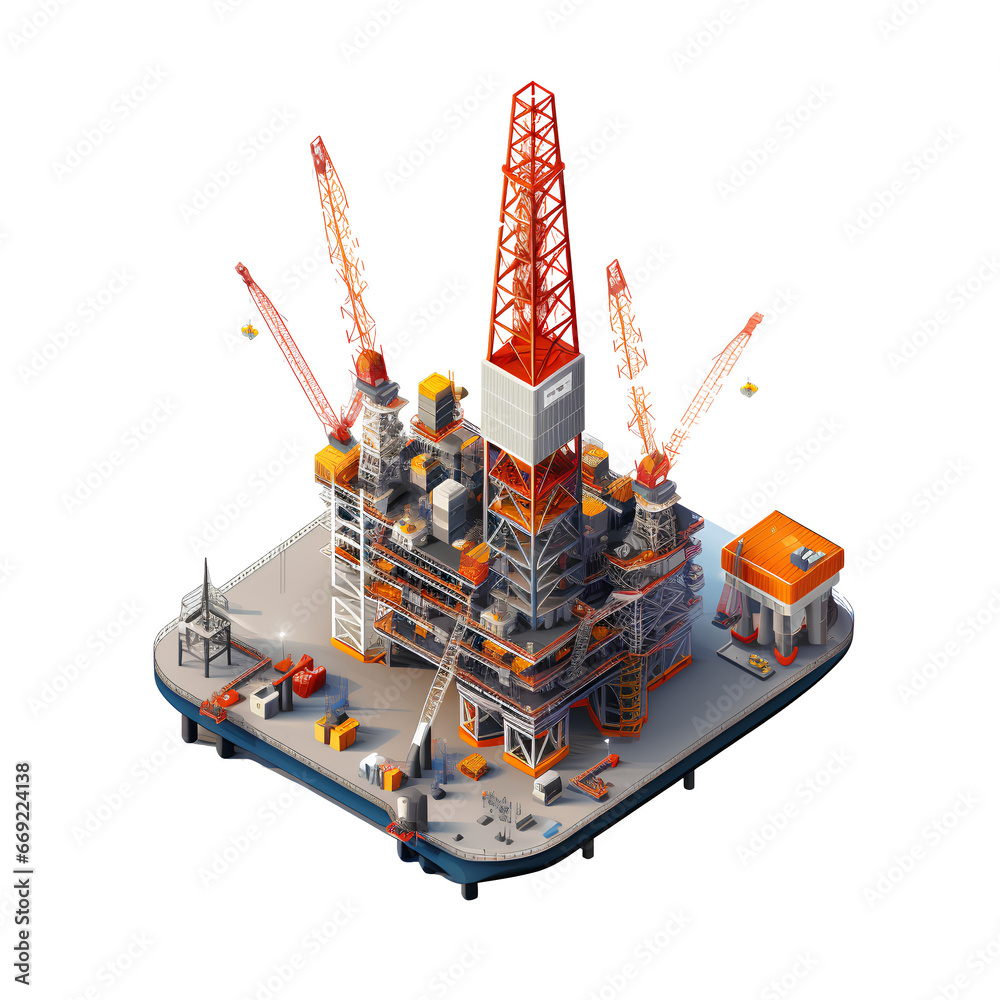 Isometric view of oil rig on transparent background PNG Stock Photo ...