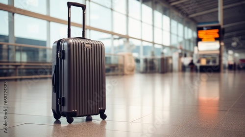 Suitcase at the airport, traveling by plane