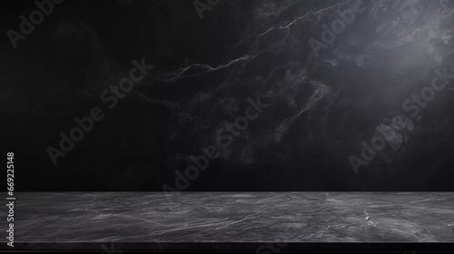 empty stone table with blurry black background