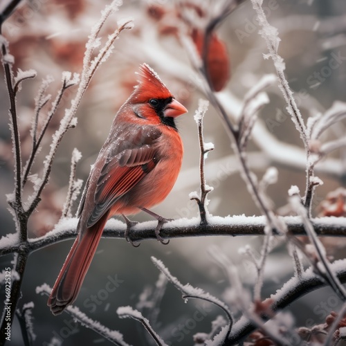 Winter Wonderland: A Cardinal in a Snow-Covered Landscape