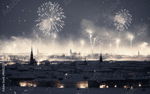 Enchanting Christmas Eve Fireworks Lighting Up the City