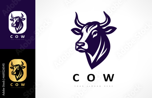 Cow head logo vector. Animal design.