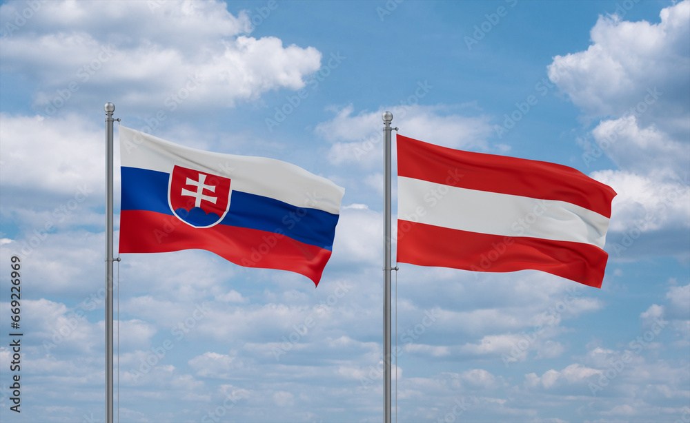 Φωτογραφία Austria and Slovakia flags, country relationship concept