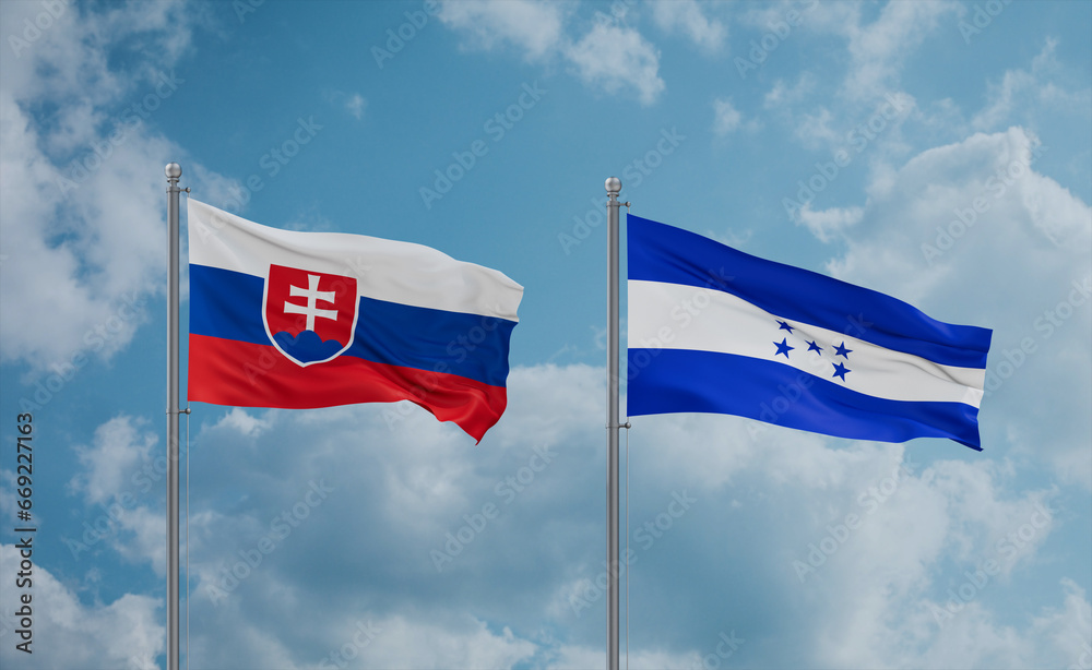 Honduras and Slovakia flags, country relationship concept Honduras and Slovakia flags, country relationship concept