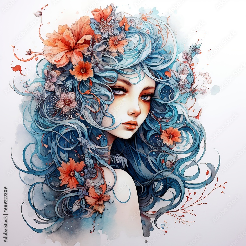 illustration of an attractive model with make up and beautiful color illustration of an attractive model with make up and beautiful color