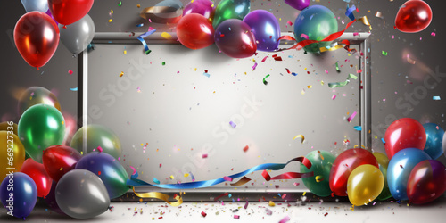Background for congratulations. Birthday background with realistic balloons
