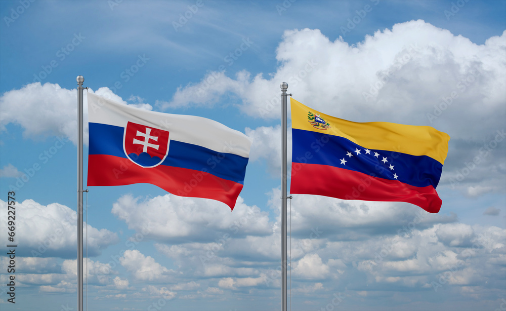 Venezuela and Slovakia flags, country relationship concept Venezuela and Slovakia flags, country relationship concept