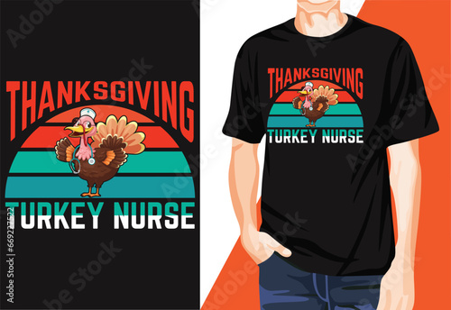 THANKSGIVING TURKEY NURSE T-SHIRT DESIGN