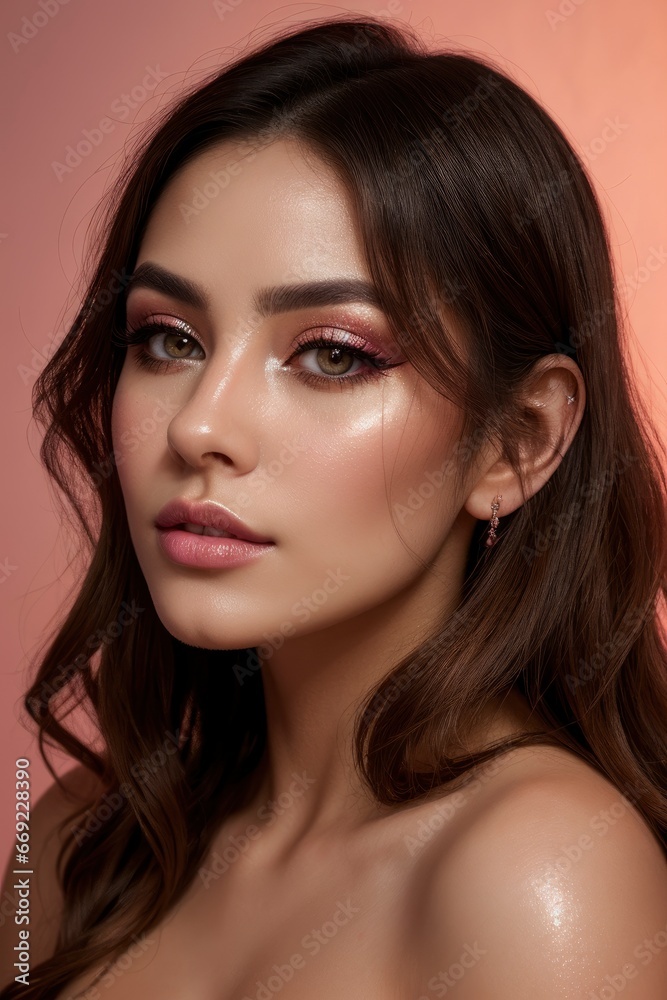 closeup portrait of beautiful woman with professional makeup closeup portrait of beautiful woman with professional makeup