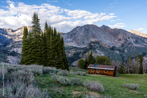 Cabin in the mountains of Idaho photo