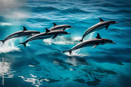 dolphins in the sea © Kainat