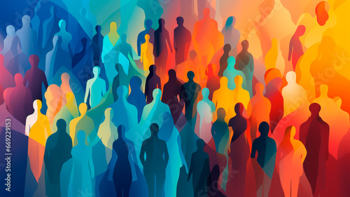 people with colorful figures