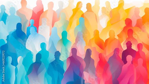 people with colorful figures