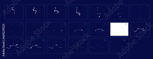 Thunderbolt effect animation frames sprite illustration. Electricity thunderbolt danger, light electric powerful thunder bolt - Vector