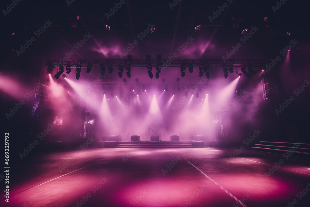 Empty Concert Stage - Fog Machine, Light Show, Music Concert, Hip-Hop Concert Stage, Backdrop