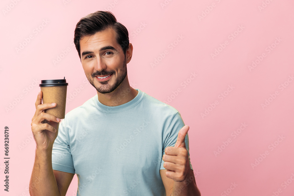 Hot man cup drink studio paper t-shirt Hot man cup drink studio paper t-shirt