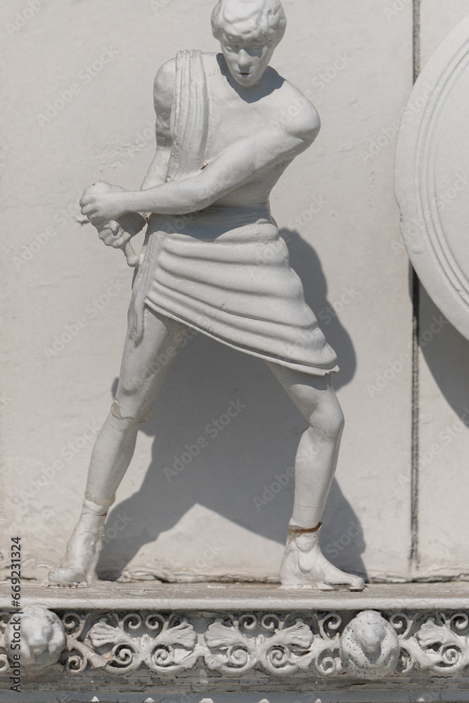 Old plaster sculptures and basreliefs, wall texture and patterns