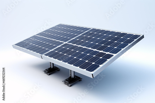 Photovoltaic solar panels detached from a pale backdrop.