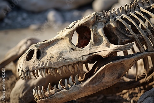 fossil dinosaur skeleton remains an archaeological find © Pekr