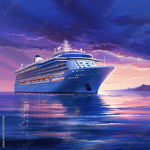 cruise ship at sunset © Vasili