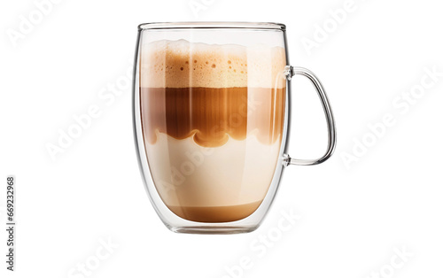 Coffee's Ideal Companion: Double-Walled Glass Cup on a Transparent Background