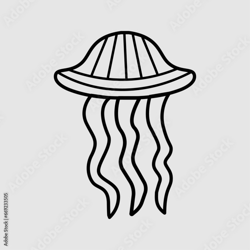 Jellyfish outline in doodle style. Vector illustration         