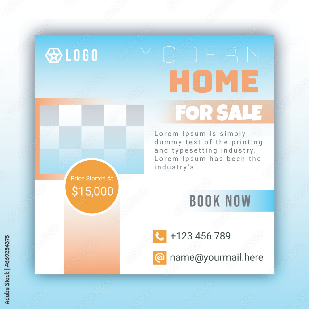 Obraz premium Modern home social media post template design