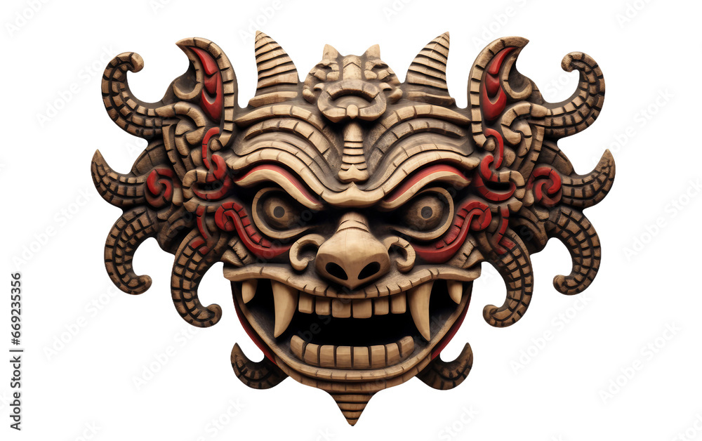 Cultural Splendor: 3D Naga Tribal Mask on a Transparent Background