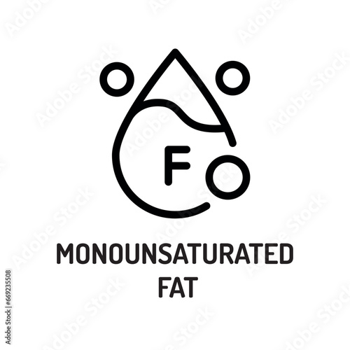 Monounsaturated fat line black icon. Nutrition facts.
