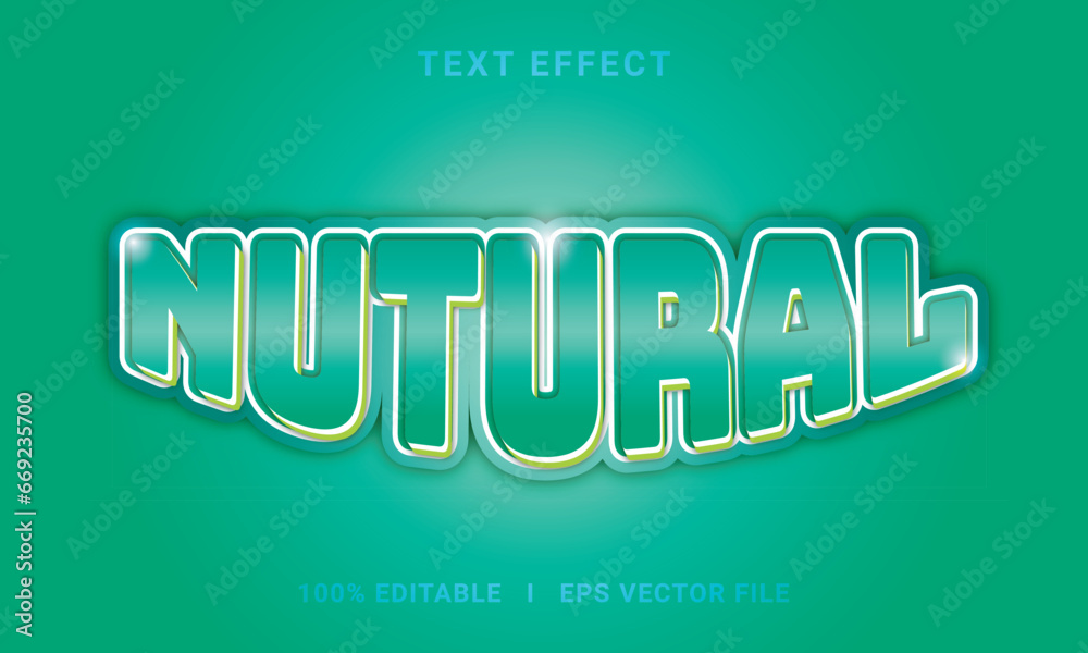 Vector 3d nutural text effect editable premium vector