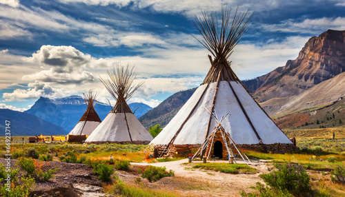 native american teepees in north america photo
