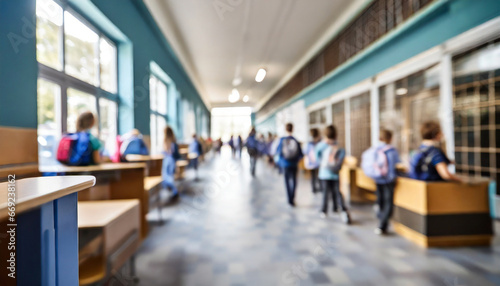 busy high school corridor during recess with blurred © Alicia