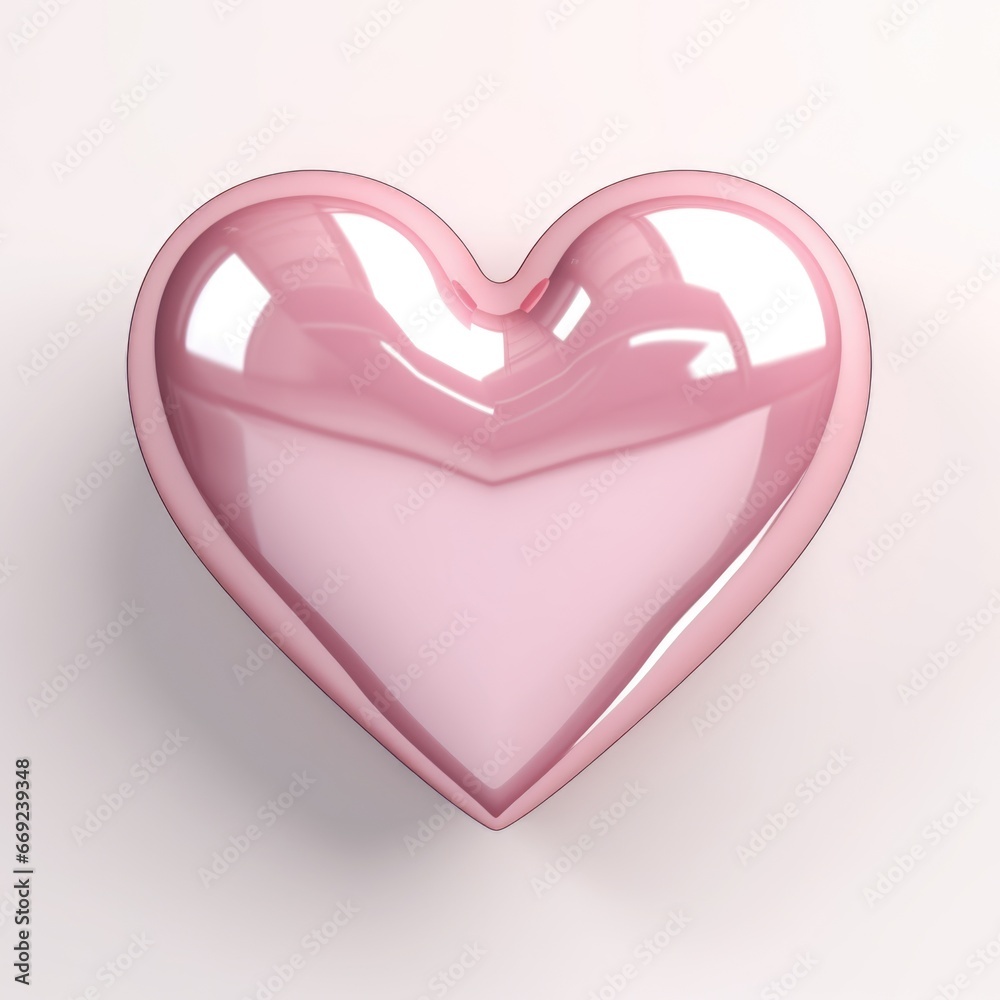 A pink heart shaped object on a white surface. A pink heart shaped object on a white surface.