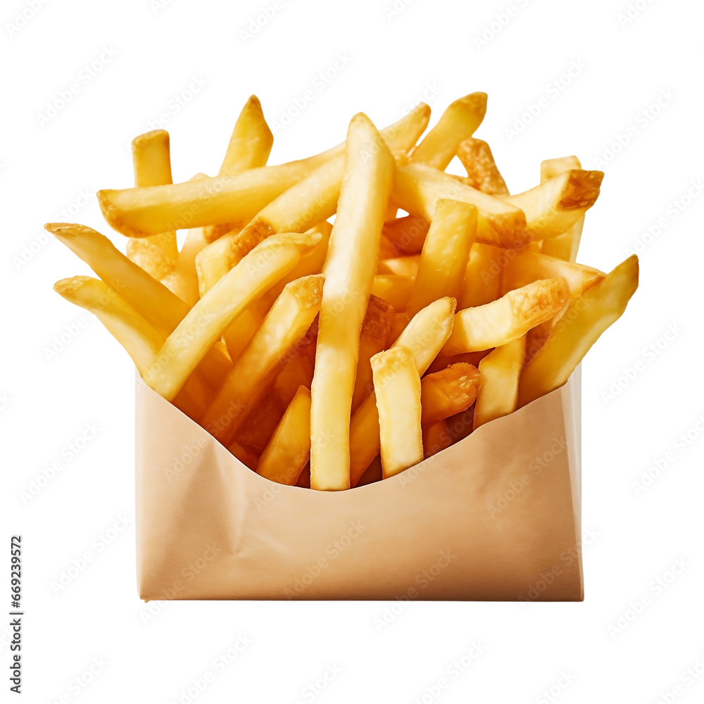 French fries potatoes in paper cup isolated on transparent background ...